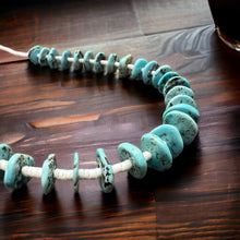 Load image into Gallery viewer, Long Blue Disk Turquoise Necklace - 26 inch
