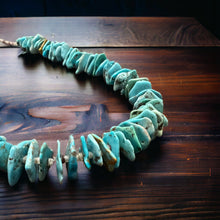 Load image into Gallery viewer, Long Blue Thick Genuine Turquoise Chips Necklace - 26 inch
