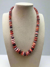 Load image into Gallery viewer, Purple and orange spiny oyster necklace - 22 inch
