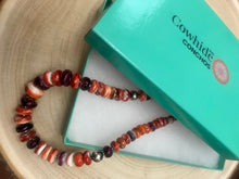 Load image into Gallery viewer, Purple and orange spiny oyster necklace - 22 inch
