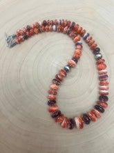 Load image into Gallery viewer, Purple and orange spiny oyster necklace - 22 inch
