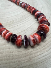Load image into Gallery viewer, Purple and orange spiny oyster necklace - 22 inch
