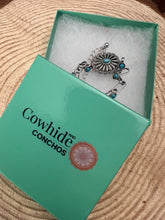 Load image into Gallery viewer, Soldered Faux Turquoise Chain Concho Bracelet with 3 inch extender
