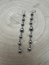 Load image into Gallery viewer, Sterling Silver Pearls dangle earrings - 3 1/2 inch drop!
