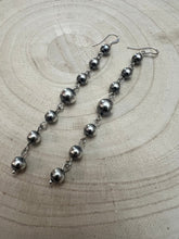 Load image into Gallery viewer, Sterling Silver Pearls dangle earrings - 3 1/2 inch drop!
