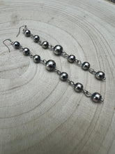 Load image into Gallery viewer, Sterling Silver Pearls dangle earrings - 3 1/2 inch drop!
