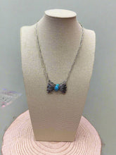 Load image into Gallery viewer, Western Bowtie and Faux Turquoise Necklace - 18 inch + 3
