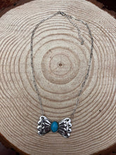 Load image into Gallery viewer, Western Bowtie and Faux Turquoise Necklace - 18 inch + 3
