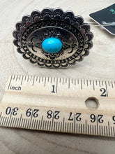 Load image into Gallery viewer, Western Concho and Faux Turquoise Stretch Ring - Statement Size
