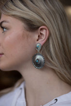 Load image into Gallery viewer, Western Concho Dangle Earrings with Faux Turquoise
