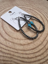 Load image into Gallery viewer, Western Cross with Faux Turquoise Metal Pearl Teardrop Earrings - 2 1/2 inch drop
