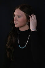 Load image into Gallery viewer, Western Faux Stamped Sterling Pearls, Saucers and Turquoise - 24 inch + 3
