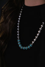 Load image into Gallery viewer, Western Faux Stamped Sterling Pearls, Saucers and Turquoise - 24 inch + 3
