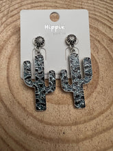 Load image into Gallery viewer, Western Glitter Enamel Cactus Earrings - 2 1/2 inch drop
