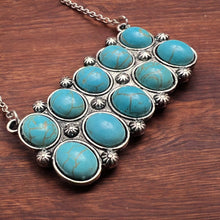 Load image into Gallery viewer, Western Rectangle Faux Turquoise Pendant Necklace - 18 inch

