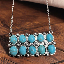 Load image into Gallery viewer, Western Rectangle Faux Turquoise Pendant Necklace - 18 inch
