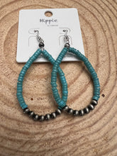 Load image into Gallery viewer, Western Teardrop Earrings with Faux Turquoise - 2 1/2 inch drop

