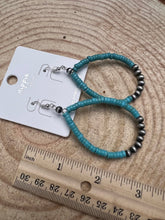 Load image into Gallery viewer, Western Teardrop Earrings with Faux Turquoise - 2 1/2 inch drop
