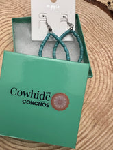 Load image into Gallery viewer, Western Teardrop Earrings with Faux Turquoise - 2 1/2 inch drop
