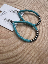 Load image into Gallery viewer, Western Teardrop Earrings with Faux Turquoise - 2 1/2 inch drop
